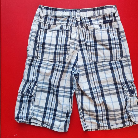 Wrangler casual short blue and white plaid boy's junior size 16 - Picture 3 of 6
